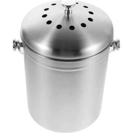 Edelstahl Küchenkomposteimer 5l mit Deckel und Kohlefilter