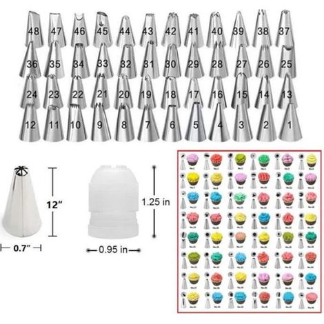 Douille Patisserie - Acier Inoxydable 304 - Pour Decoration Gateau - 106 Pieces (1/4)