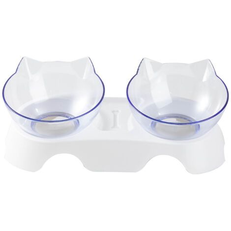 Gamelles doubles pour chat, gamelle orthopédique pour animaux de compagnie anti-vomissements, gamelle pour chien Kitty's Gamelle à eau, bol incliné pour chat protège la colonne vertébrale, bol incliné
