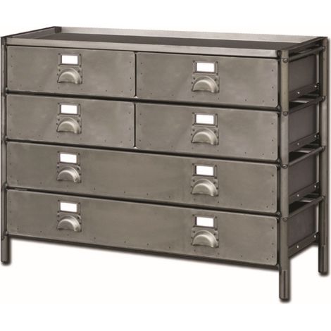 Techman - Meuble de rangement précomposé plateau creux tout acier 6 tiroirs