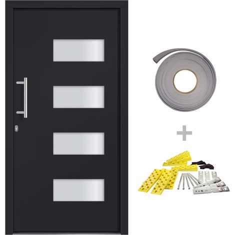 Porte d'entrée Aluminium et PVC Anthracite 110x210 cm