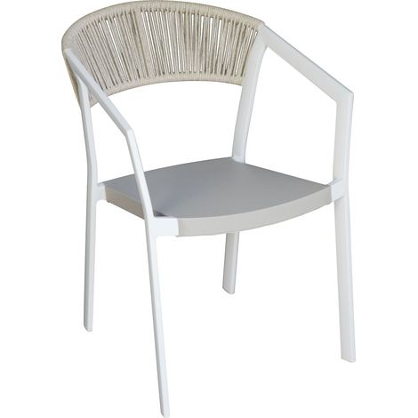 Sedia Moderna da Esterno per Tavolo da Pranzo in Alluminio e Textilene, Bianca (1/2)