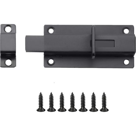 Loquet Porte Verrou de Fermoir avec Vis, 8.5 CM, Noir Verrou Porte Exterieur Loquet Portail en Acier Inoxydable Pratique, pour Portes, Fenêtres, Clôtures (1/5)