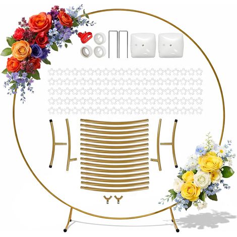 Kit d'arche de ballons 2,2 m - Cadre en métal - Arche de ballon ronde - Pour décoration de fête, mariage, anniversaire et remise de diplôme (1/5)