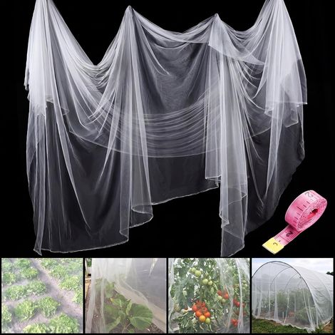 Mosquitera blanca, resistente a moscas y pájaros Resistente a moscas, pájaros y plantas, 3 x 10 metros (1/4)
