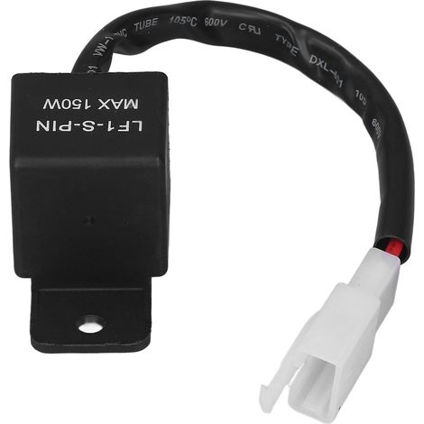 Relais clignotant LED 2 broches avec câble, module pour clignotants moto, 150W, 12V DC, universel, remplacement direct, résistance intégrée, compatible motocyclette, scooter, robuste et étanche. (1/5)