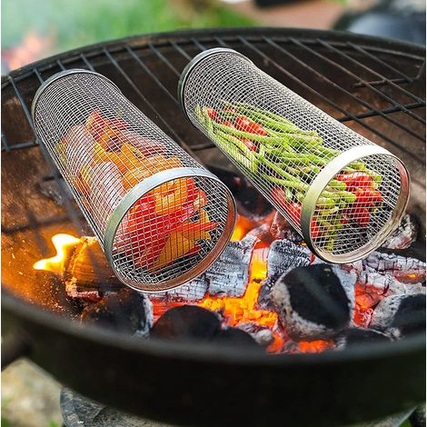 2 paniers à griller ronds en acier inoxydable de 30 cm (1/5)