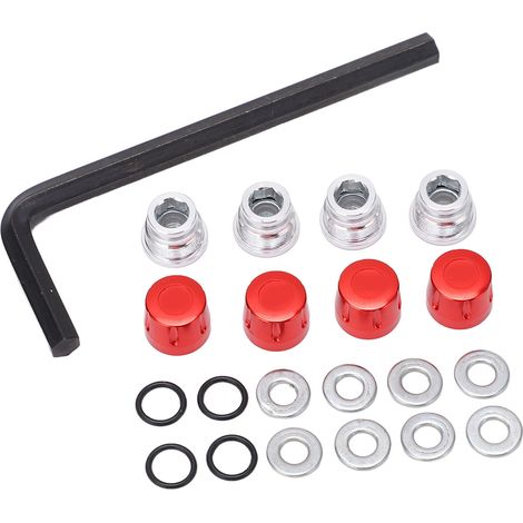 Jeu de 4 écrous de moyeu amovibles en alliage d'aluminium pour voiture RC 1/10, couleur rouge, compatibles avec jantes 1,9 pouce. (1/5)