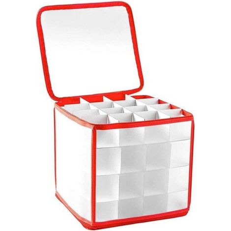 Aufbewahrungsbox für Weihnachtskugeln mit Fächern, bietet Platz für bis zu 64 Kugeln, faltbar mit Tragegriffen, Reißverschluss, für Weihnachtsdekorationen