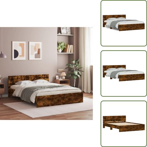 Cadre de lit sans matelas chêne fumé 140x190 cm - Cadre De Lit - Lit Double - Lit En Bois - Lit Design - Literie (1/5)