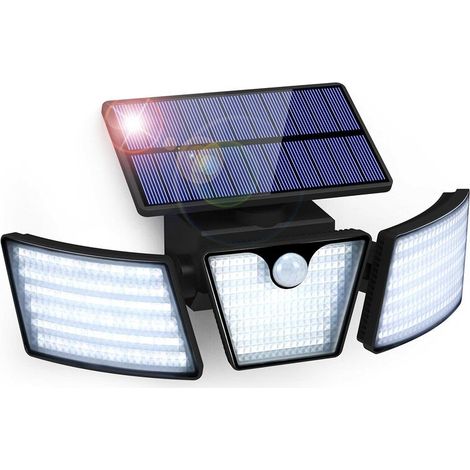 Lampe Solaire Extérieur Détecteur de Mouvement 265 LED Lumière Solaire IP65 Étanche 3 Têtes Rotation 360° Lumière Murale Spot Mural Extérieur Étanche pour Jardin Garage Allée Entrée (1/5)
