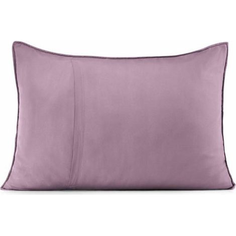 Taie D'Oreiller - 50 X 70 Cm - Anthracite Et Lilas - Lot De 2 (1/2)