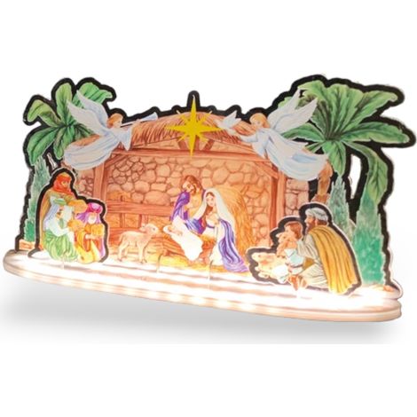 Natività Crystal LED – scena sacra luminosa – interno – pile (1/2)