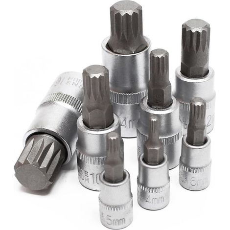 Jeu de douilles XZN Denture multiple 8 Pièces M4 - M16-JUSCH