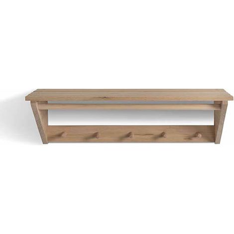 Garden Trading Hambledon Wooden Laundry Shelf Natural Coat Hook Rack Hallway (1/5)