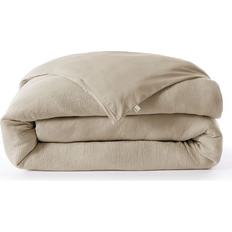Housse de couette 260x240 nid d'abeille beige Terre de Nuit Maya - MAYA