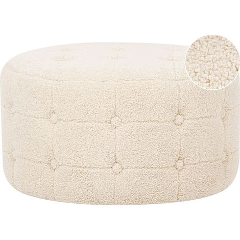 Puf beige 55 x 30 cm bouclé otomana reposapiés mullido botón sala de estar Tampa (1/5)