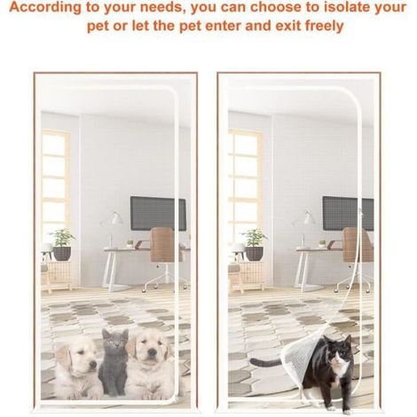 Porte moustiquaire renforcée pour chat,Résistante aux animaux domestiques,Avec fermeture éclair, convient aux portes de 90x210 cm (1/4)