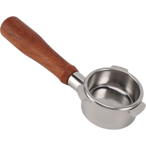 Filtre 54mm sans fond en inox, 3 ergots, manche bois amovible, accessoire machine à café pour Breville Série 8 (1/5)
