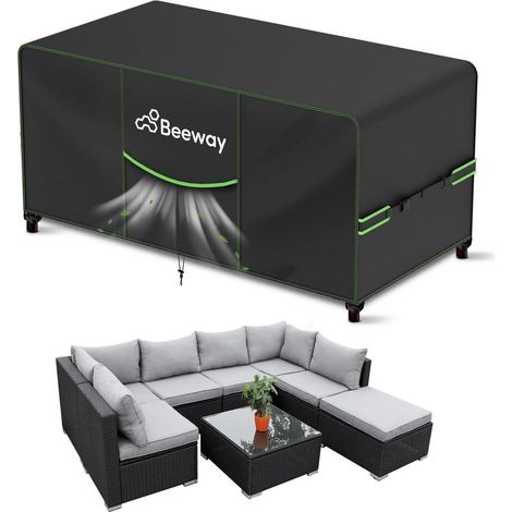 Gartenmöbel Abdeckung 300x250x102cm wasserdicht 420D Oxford UV-Schutz Schwarz (1/5)