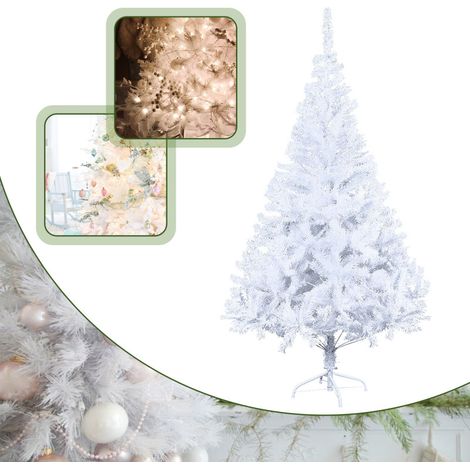 SWANEW Albero di Natale artificiale. albero abete. tronco bianco. materiale in PVC. incluso supporto in legno. albero di Natale da 120 cm (1/5)