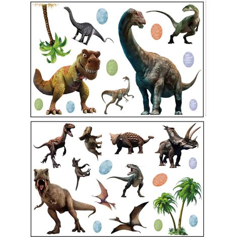 2 PCS Autocollant muraux dinosaure, luminescent, PVC imperméable, décoration chambre enfant (1/5)