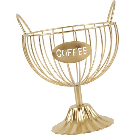 Rangement capsules café en fer bacs à capsules base lourde doré 21,5x17 cm comptoir cuisine bureau 312 g (1/5)