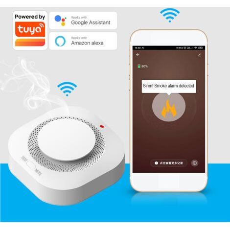 Détecteur de Fumée Intelligent WiFi Tuya - Capteur d'Incendie pour Maison, Notification par APP Mobile, Alarme pour Cuisine, Chambre, Bureau, Compatible avec Alexa (1/5)