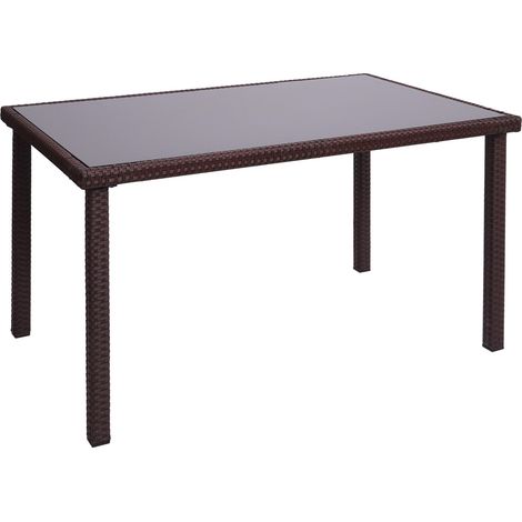 Table de jardin balcon 120x75cm en polyrotin marron 040005069 (1/5)