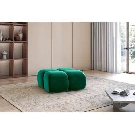 Polsterhocker Designerhocker DARCY 85x85 cm in Stoff Salvador Flaschengrün (1/2)