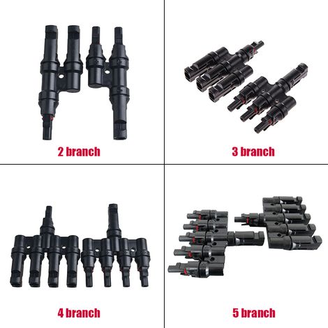 SH1/SH3/SH4/SH5 Abzweigverbinder – 1 Paar T-Abzweig-MMF+FFM für Parallelschaltung von Solarmodulen, IP67, -40℃90℃ (1/5)