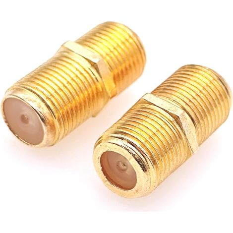 2 Pcs Satellite coaxial cable connector, Gold-plated Female to Female F connector coupling, satellite cable adapter extension coupler for SAT antenna cable/BK systems (1/5)