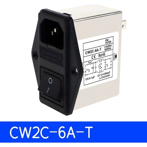 Filtre D Alimentation Type Prise Iec - 3 A 6 A Ou 10 A - Interrupteur De Securite Avec Voyant - Boitier Metal - Pour Equipements Electriques - 1 Unite (1/5)