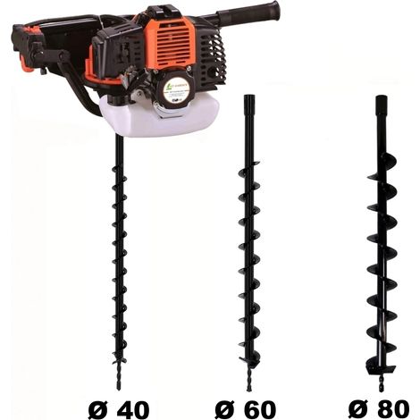 Gt Garden – Tarière thermique 52 cm3 – 3 CV – Mèches Ø 40/60/80 mm – Vitesse de forage ajustable – Système de débrayage (1/5)