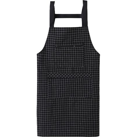 Tablier de cuisine en coton avec poches pour femme et homme, idéal pour la cuisine, le barbecue, la pâtisserie ou l'extérieur