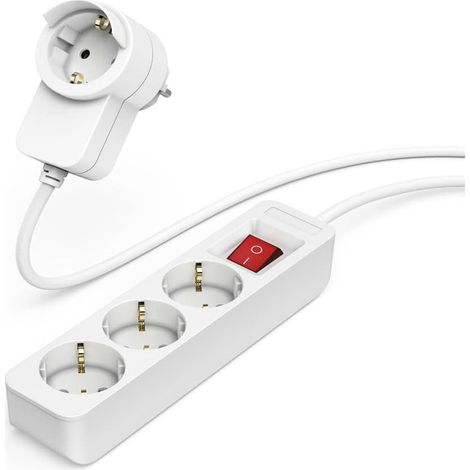 JSSEVN-Power-Base Multiple Basic de 3 Prises , câble 1.5 m, Couleur, Blanc, Medium