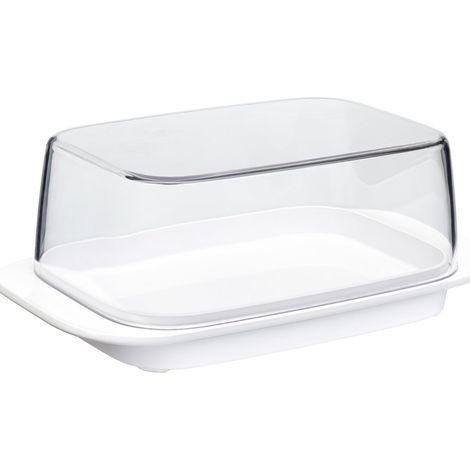 Beurrier - blanc - pour 250 gr de beurre - couvercle transparent - rentre parfaitement dans la porte du réfrigérateur - convient au lave-vaisselle - édition (1/4)