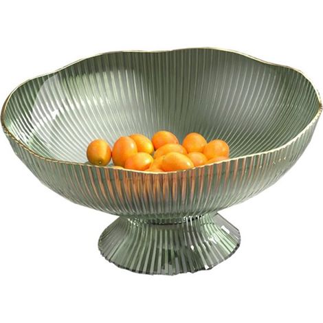 Frutero moderno de 25 x 12 x 13 cm - Cesta ovalada decorativa en color verde - Con base extraíble (1/5)