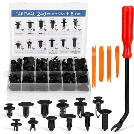 240 Pièces Clips de Pare-Chocs Clips de Voiture Rivets en Plastique de 16 la Plupart des Tailles et 5 Extracteurs de Fixation Attaches Push Retainer