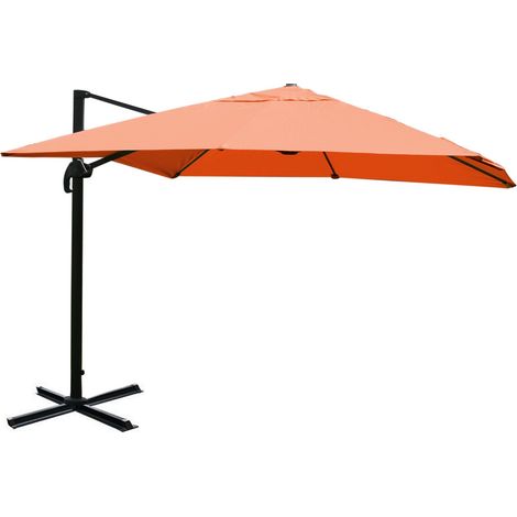 [NEUWERTIG] Gastronomie-Ampelschirm HHG-329, Sonnenschirm, 3x4m (Ø5m) Polyester/Alu 26kg terracotta ohne Ständer