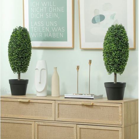 Lot de 2 plantes artificielles UV résistantes en pot, 60 cm, feuillage réaliste à 322 feuilles, intérieur extérieur, sans entretien, décoratives – CHICFURN (1/5)