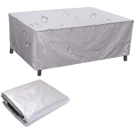 Cette housse pour mobilier de jardin, mesurant 180 x 120 x 74 cm, est confectionnée en tissu Oxford 210D épais. Elle est idéale pour les tables et chaises de jardin. Imperméable, résistante aux UV, au (1/5)