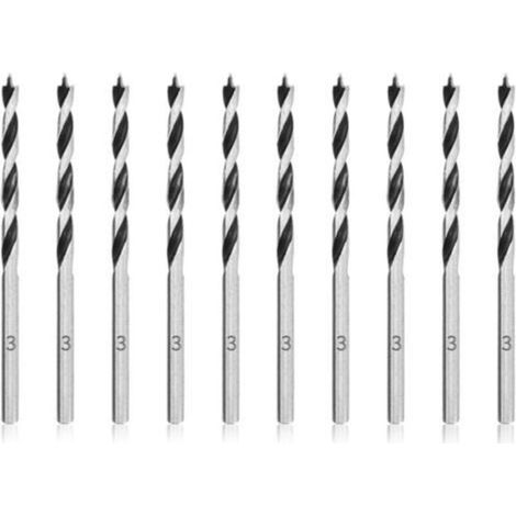 Forets à Bois Hélicoïdaux 3mm 10 Pièces Mèche pour Bois Professional Foret Brad Point pour Bois (1/4)