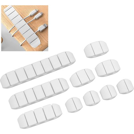 Kabelorganizer mit 10 weißen TPR-Clips für Büro, Auto und Zuhause – USB-Ladekabel-Organizer für PC und Smartphone (1/5)