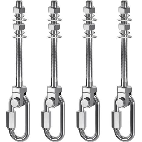4pcs Crochet de Hamac, M10 x 128mm Accroche de Balançoire Fixation Fauteuil Suspendu Pivot Ensemble Support Fixation Plafond/Poutre pour Corde Yoga/Cerceau Aérien/Sac Frappe/Sac Sable,1500lbs