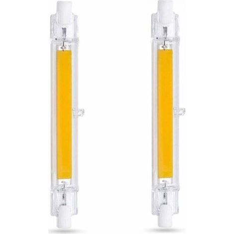R7S 118mm 10W Warm White 3000K LED Bulb, 1000LM, Equivalent to 80W/100W R7S J118 Halogen Lamp, Non-Dimmable, Slim COB LED R7S 118mm Bulb for Wall/Floor Lamp, Pack of 2 [Class (1/5)