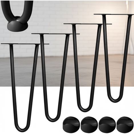 Pieds de table Jeu de 4 épingles à cheveux Pieds de table Cadre de table Patins Pieds de table Table à manger Épingles à cheveux Pied de table 2 montants Noir - 36 cm (1/5)