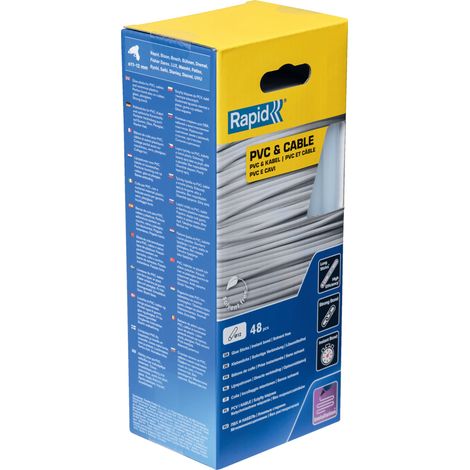 RAPID - Colle - Installation - PVC & Câbles Ø12mm - 190mm x 48 sticks (880g) - Application spécialisée, câble, fil électrique, PVC, tapi, revêtement de sol, ect - Boîte - (5001413)