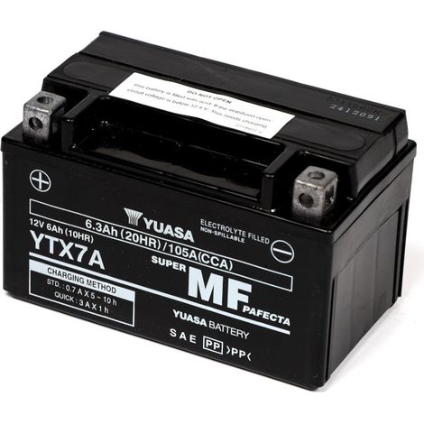 Batterie YUASA Ytx7a SLA AGM - Sans Entretien - Prête à l'emploi. (1/4)