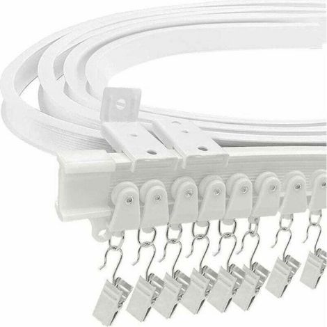 Rail de rideau flexible - - Flexible et ajustable - 24 crochets inclus - 24 poulies incluses (1/4)